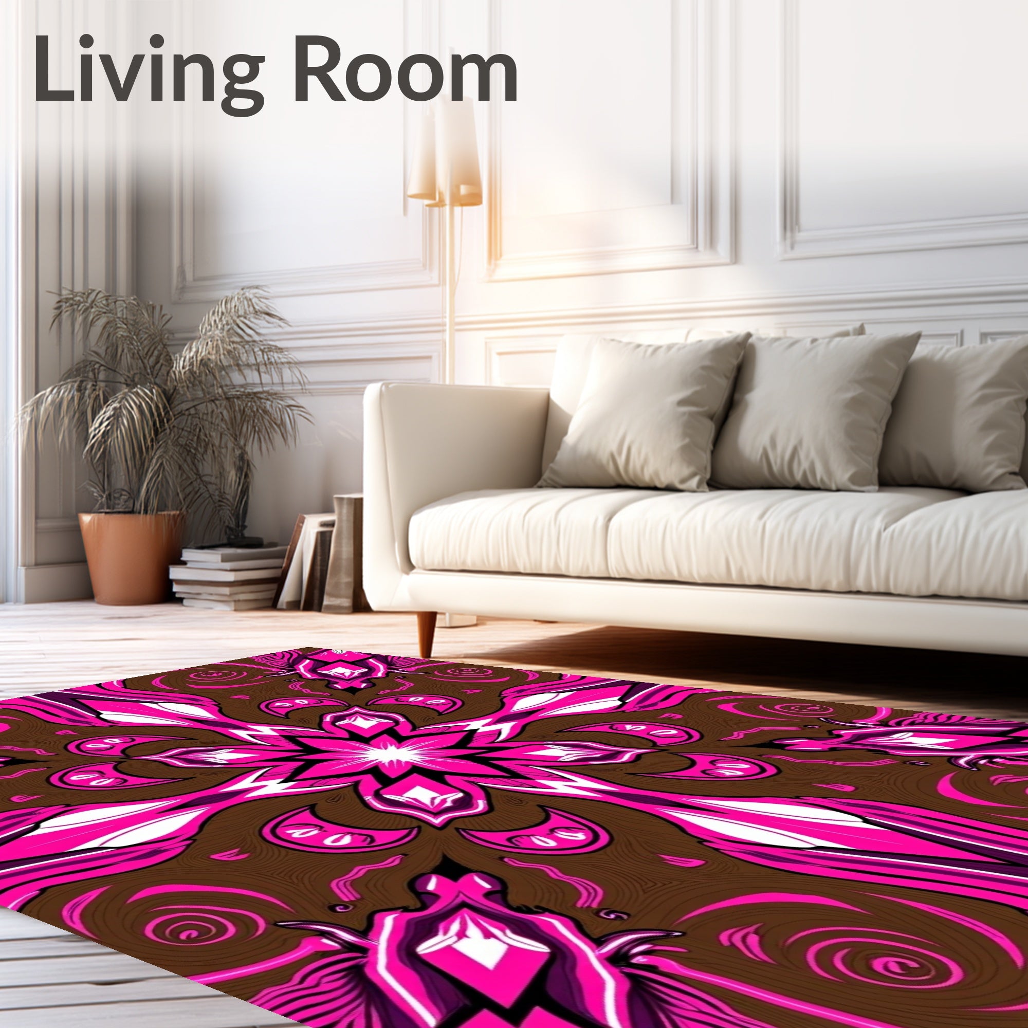 Dynamic Magenta Floral Swirl Rug
