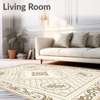 Ornate Cream Terra Cotta Floral Lattice Rug