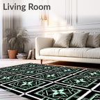 Black Mint Geometric Deco Square Rug