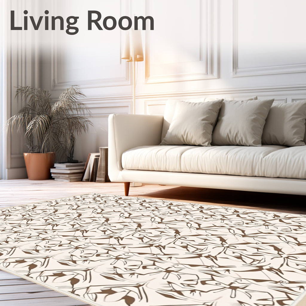 Brown Abstract Humanoid Figure Rug