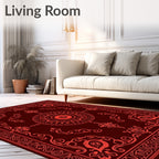 Crimson Red Elaborate Floral Medallion Rug