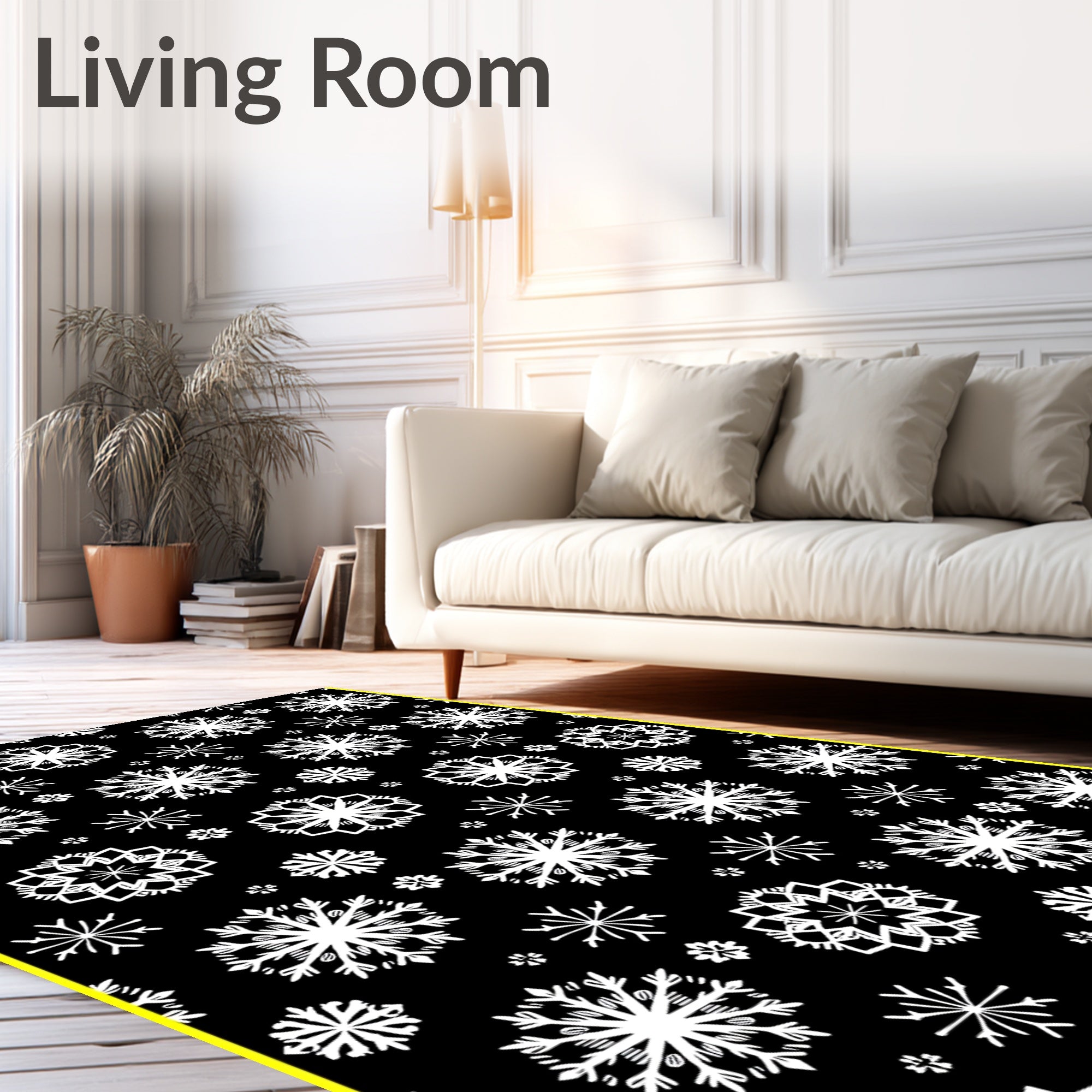 White Snowflake Winter Wonderland Rug