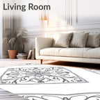 Gray Floral Medallion Diamond Rug