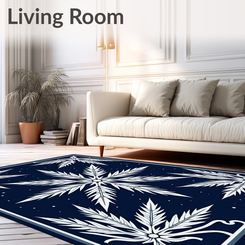 Deep Blue Starburst Botanical Rug