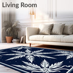 Deep Blue Starburst Botanical Rug