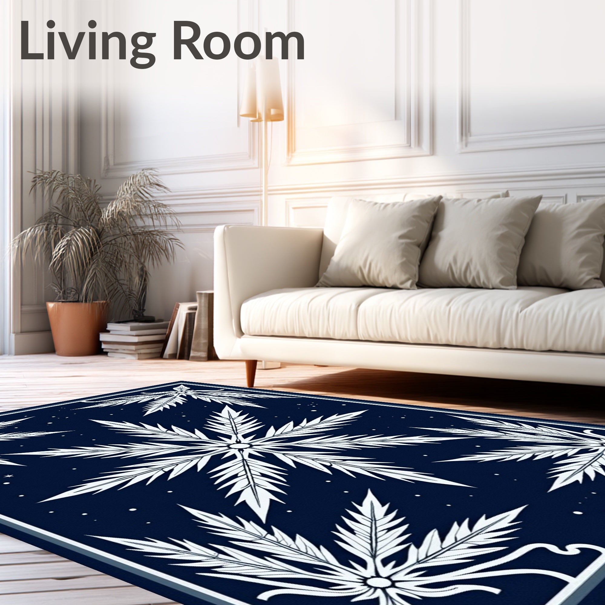 Deep Blue Starburst Botanical Rug