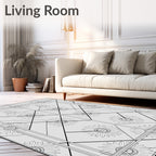 Art Deco White Daisy Geometric Overlay Rug
