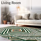 Emerald Orange Ivory Abstract Diamond Rug