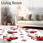 Red Santa Truck Christmas Tree Snowflakes Rug