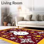 Winter Snowman Snowflake Red Rug