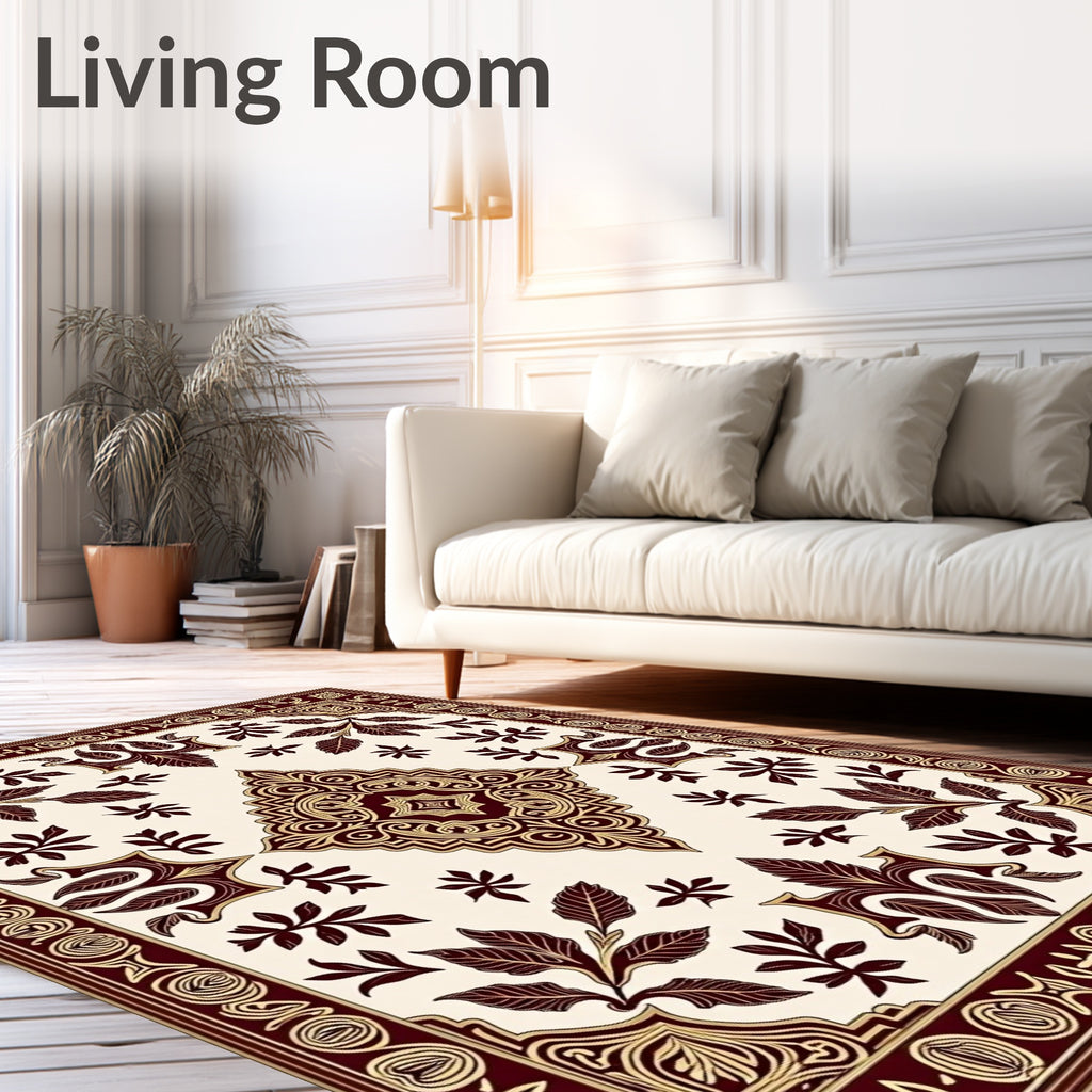 Crimson and Gold Floral Medallion Rug