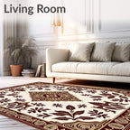 Crimson and Gold Floral Medallion Rug