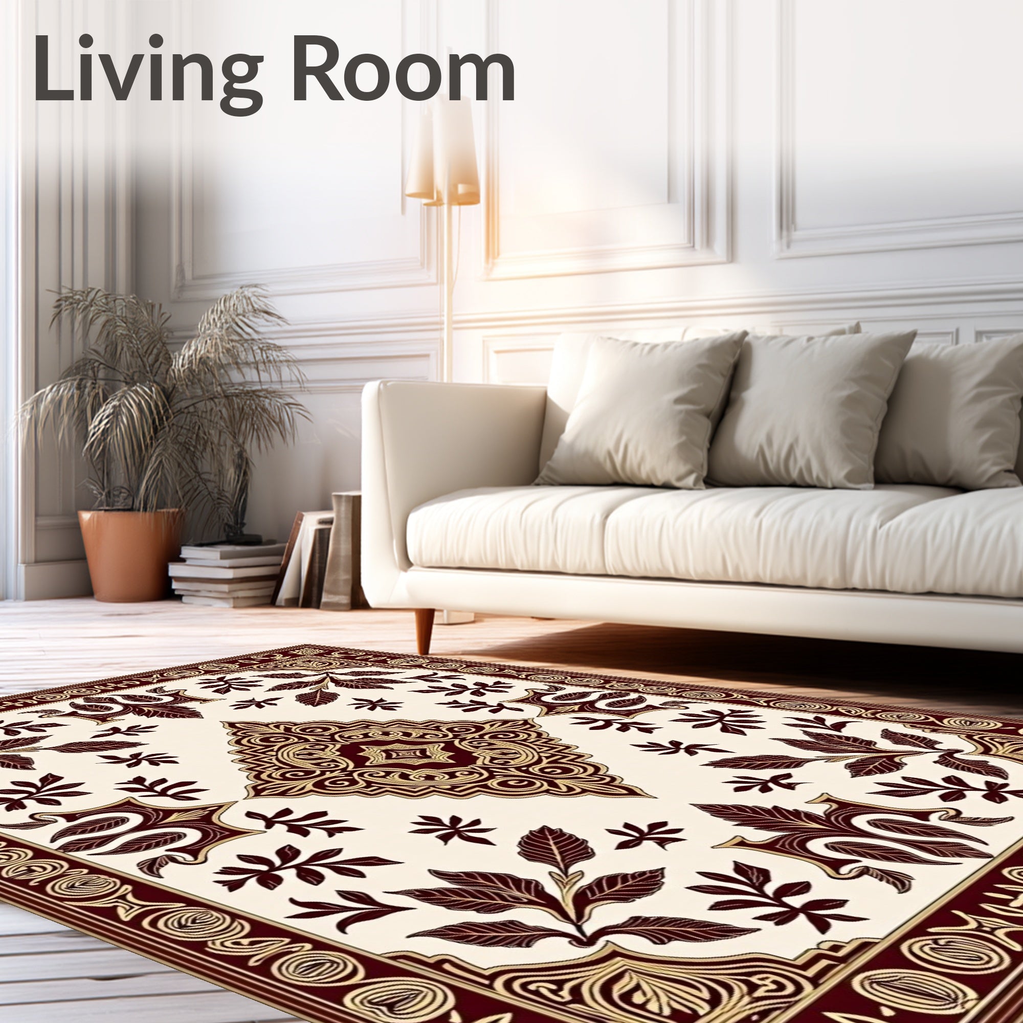 Crimson and Gold Floral Medallion Rug