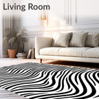Black White Wavy Stripe Rug