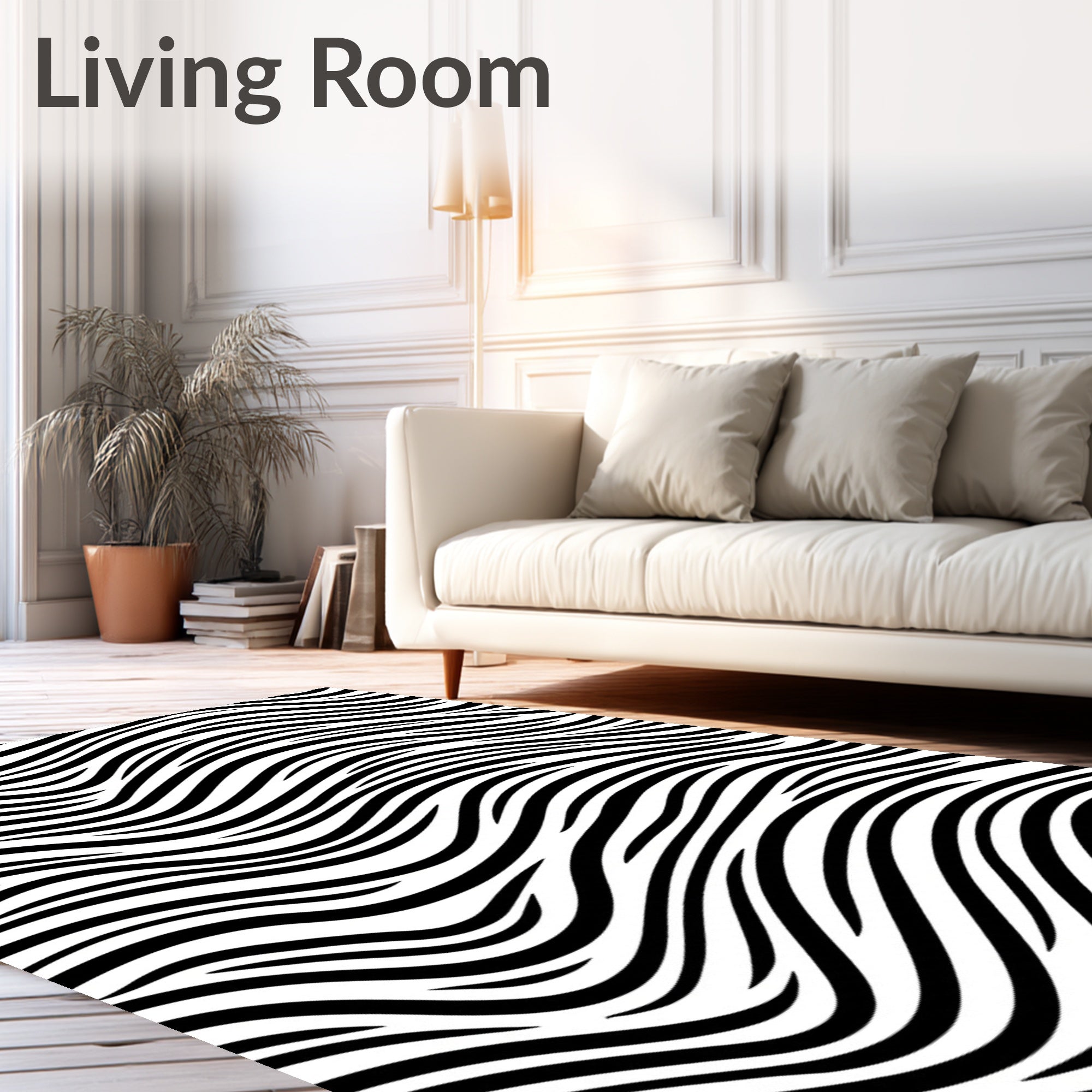 Black White Wavy Stripe Rug
