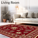 Crimson Gold Botanical Emblem Medallion Rug