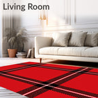 Bold Red Plaid Checkered Rug