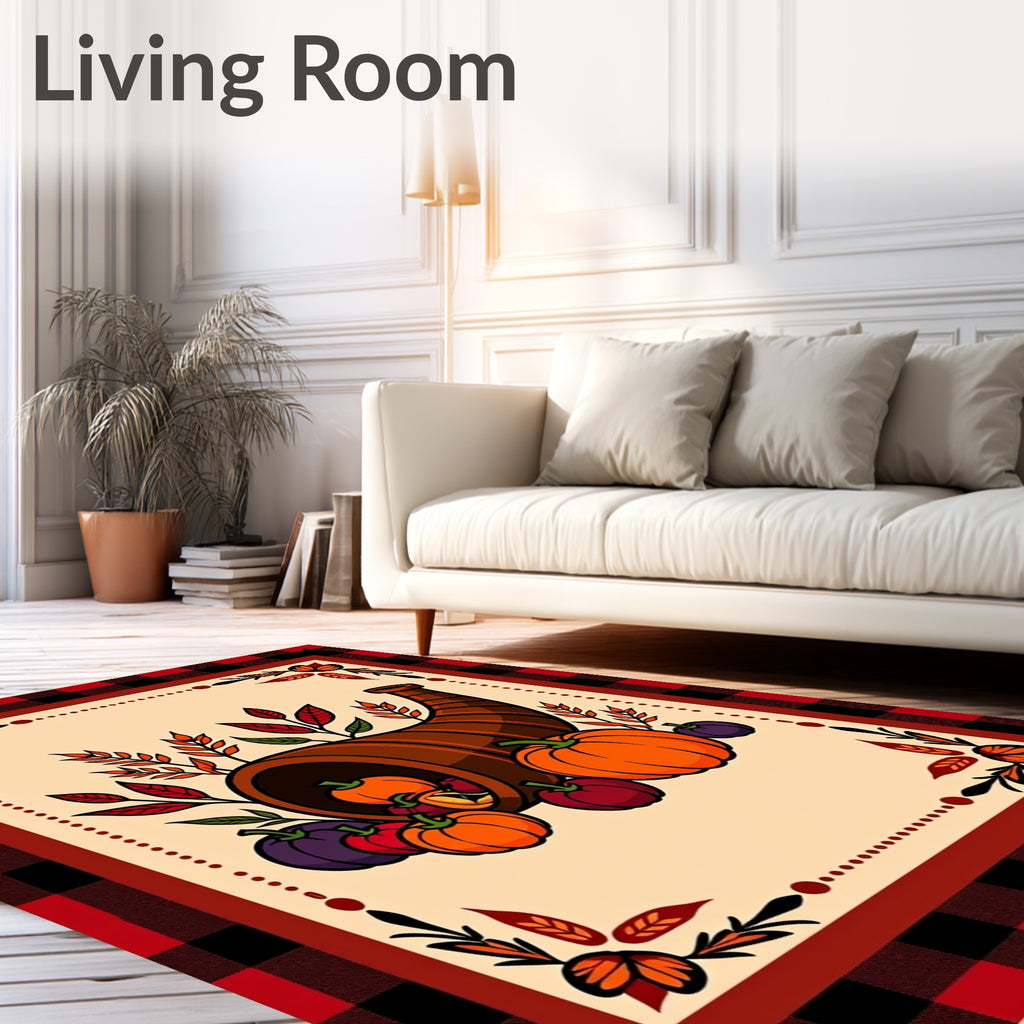 Harvest Cornucopia Autumn Pumpkins Foliage Rug
