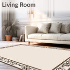 Ornate Scrollwork Cream Border Rug