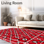 Red Geometric Diamond Folk Rug