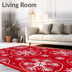 Crimson White Snowflake Medallion Rug