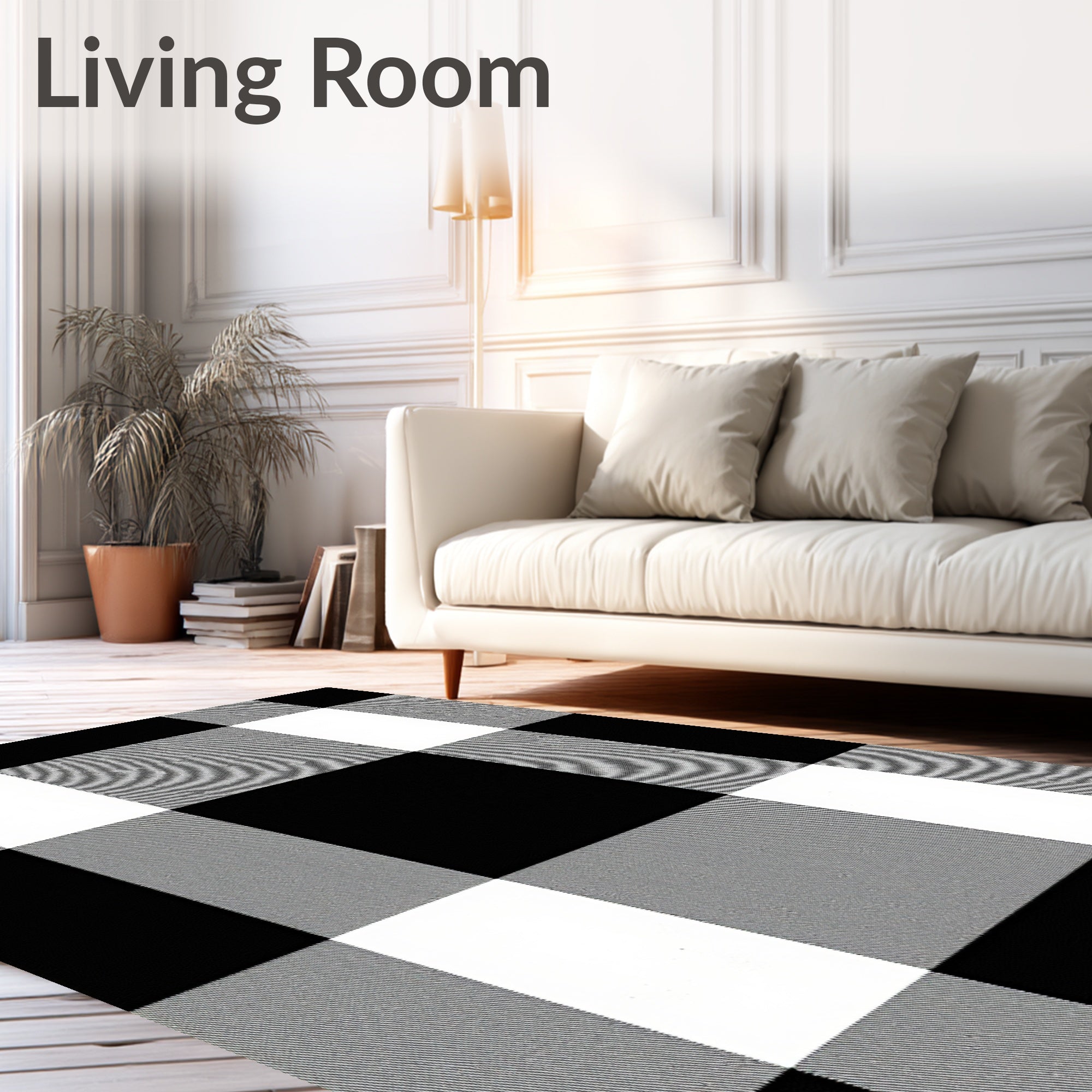 Classic Black White Buffalo Check Rug