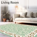 Pastel Green Floral Vine Inlay Rug