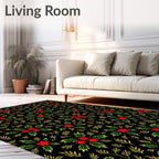 Festive Holly Berry Botanical Arrangement Rug