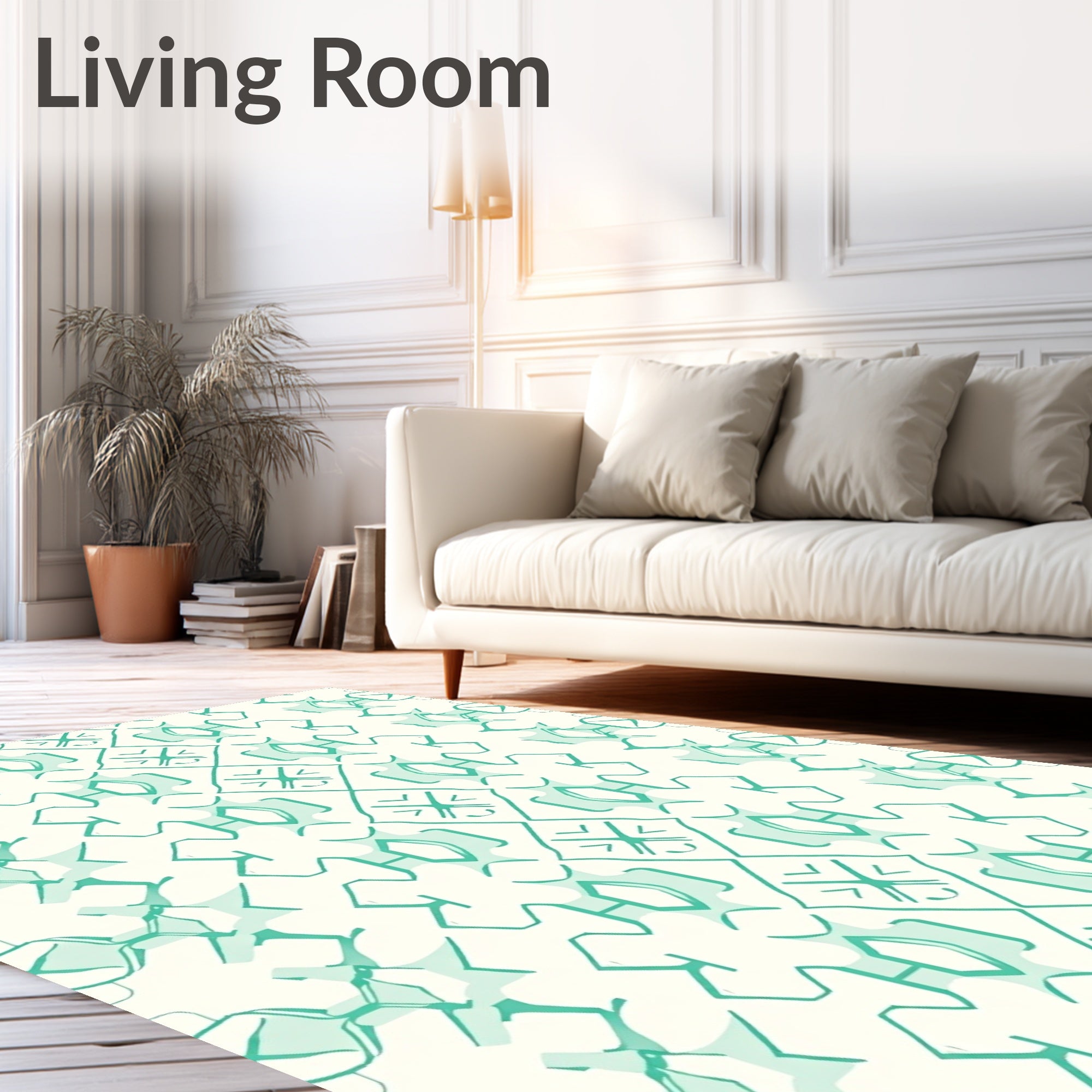 Teal Geometric Diamond Stripe Rug