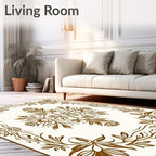 Ornate Brown Floral Botanical Framing Rug