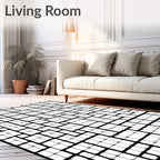 Monochrome Square Grid Abstraction Rug