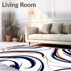 Chic Navy Orange Swirl Abstract Rug