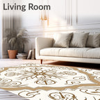 Ornate Golden Floral Medallion Rug