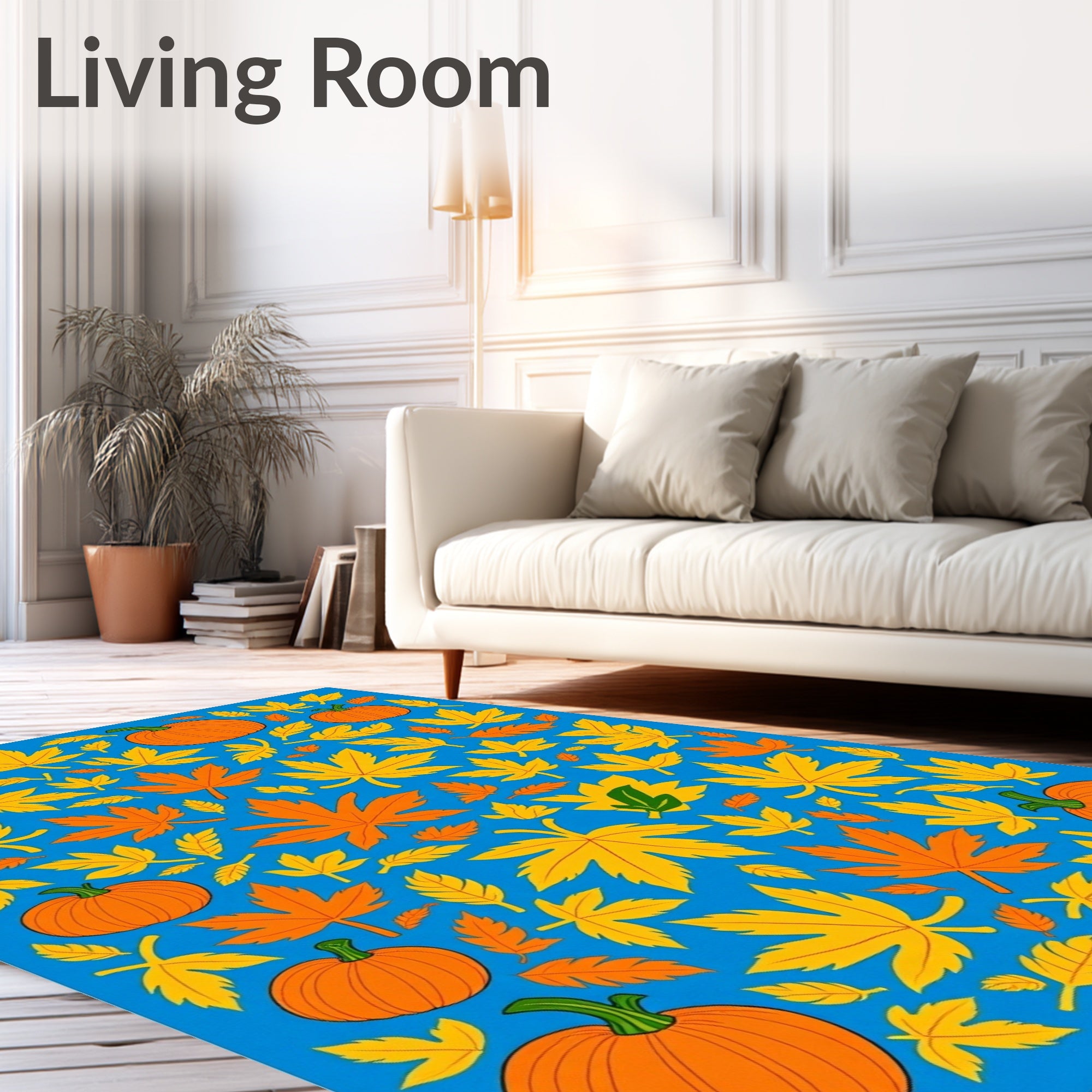 Autumn Maple Leaves Pumpkins Rug