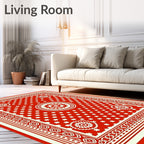 Crimson White Starburst Medallion Rug