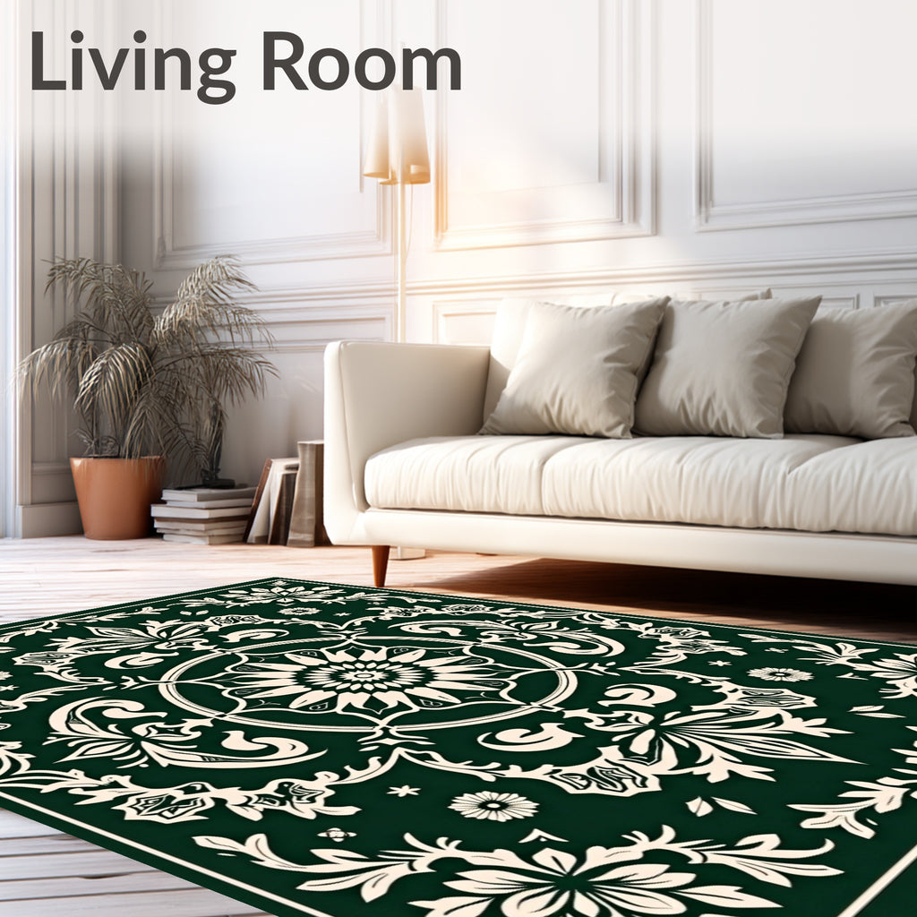 Emerald Garden Floral Medallion Rug