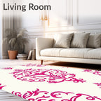 Crimson Damask Scrollwork Medallion Rug