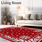 Rich Red Festive Snowflake Scatter Rug