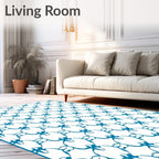 Teal Interlocking Linked Blossom Rug