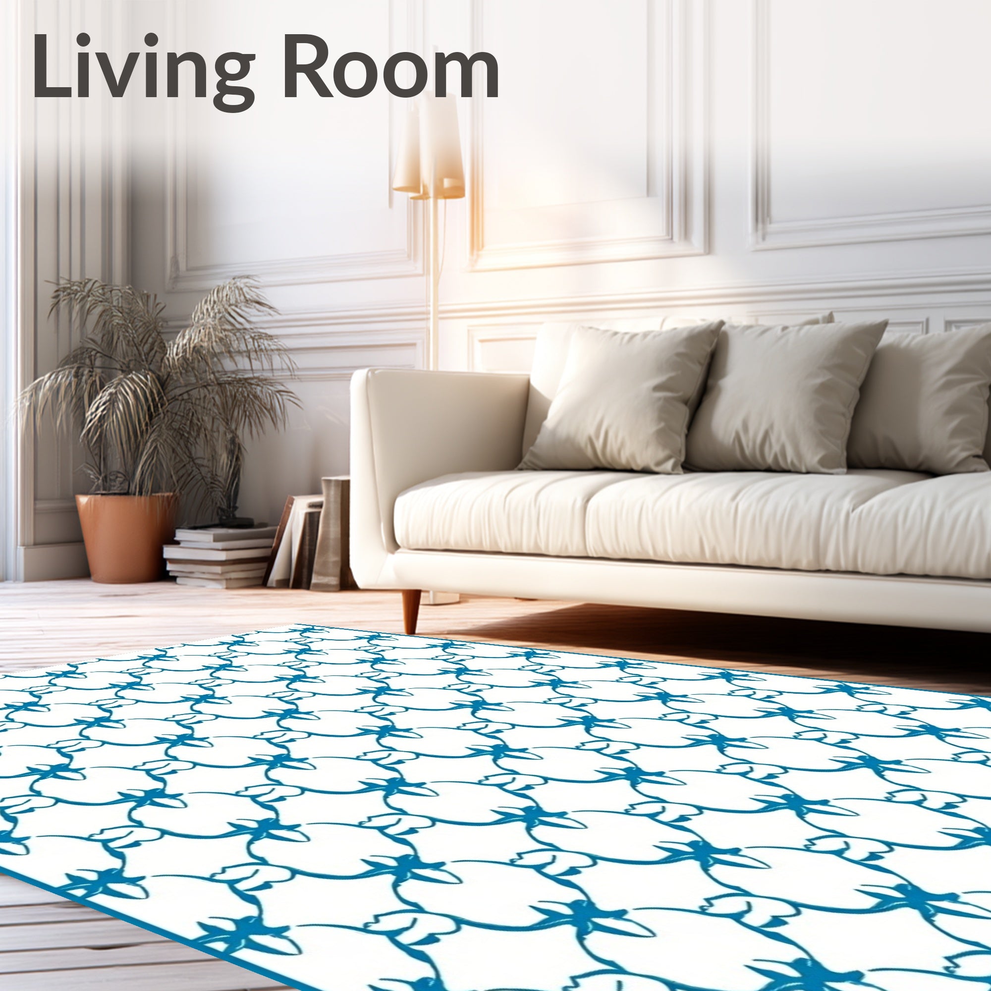 Teal Interlocking Linked Blossom Rug