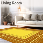 Golden Yellow Brown Concentric Squares Rug