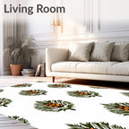 Orange Green Fir Floral Arrangement Rug