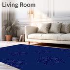 Deep Blue Floral Medallion Accents Rug
