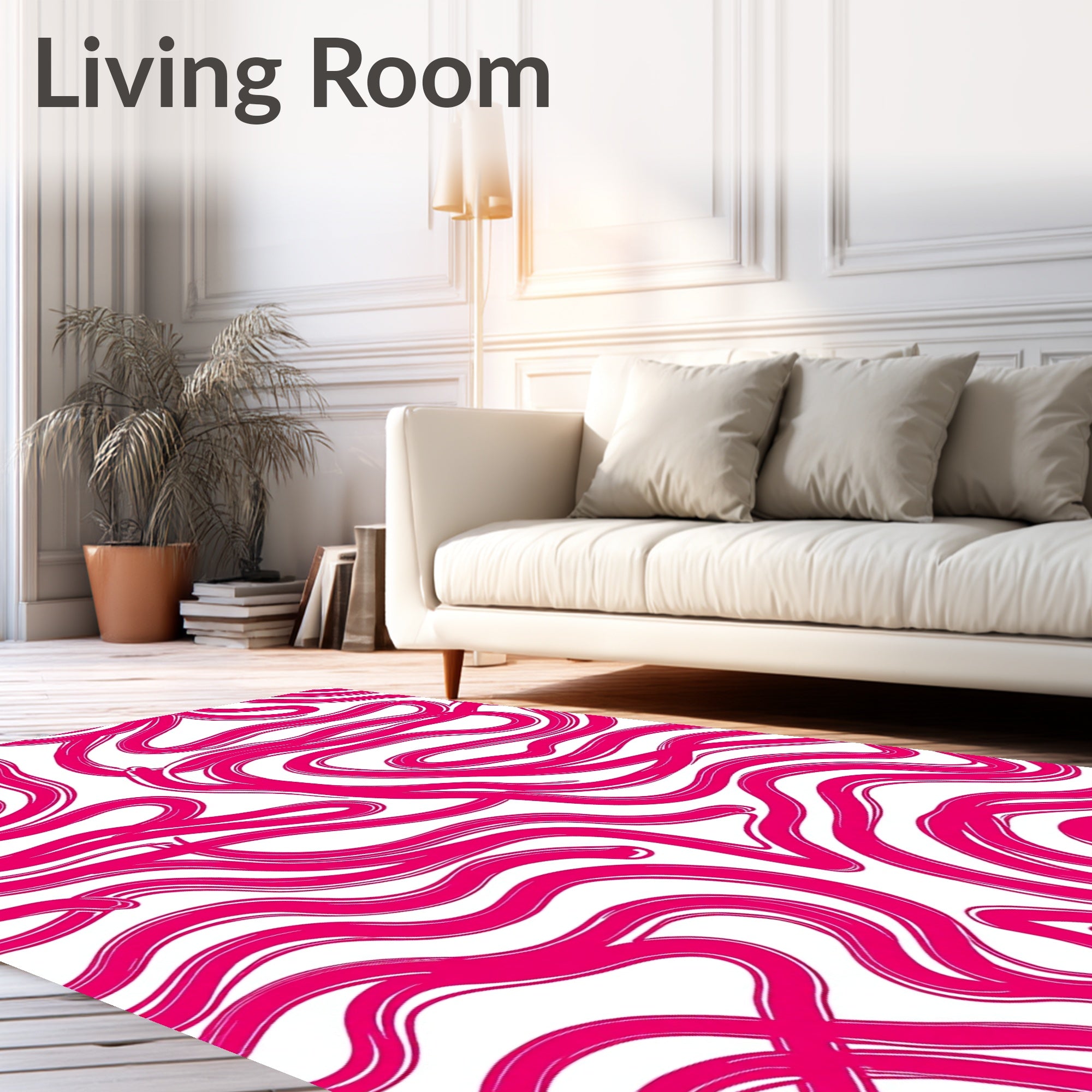 Vibrant Fuchsia Swirl Abstract Rug