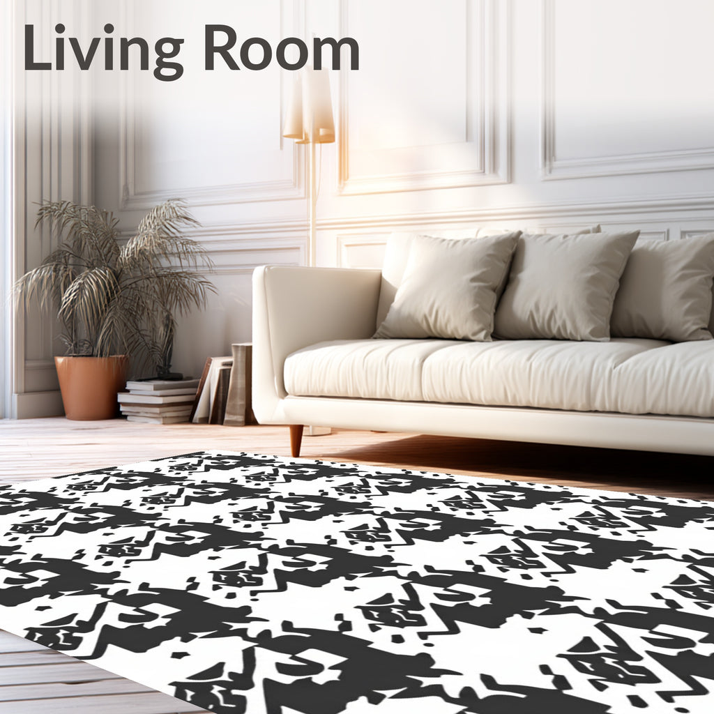 Abstract Black White Houndstooth Rug