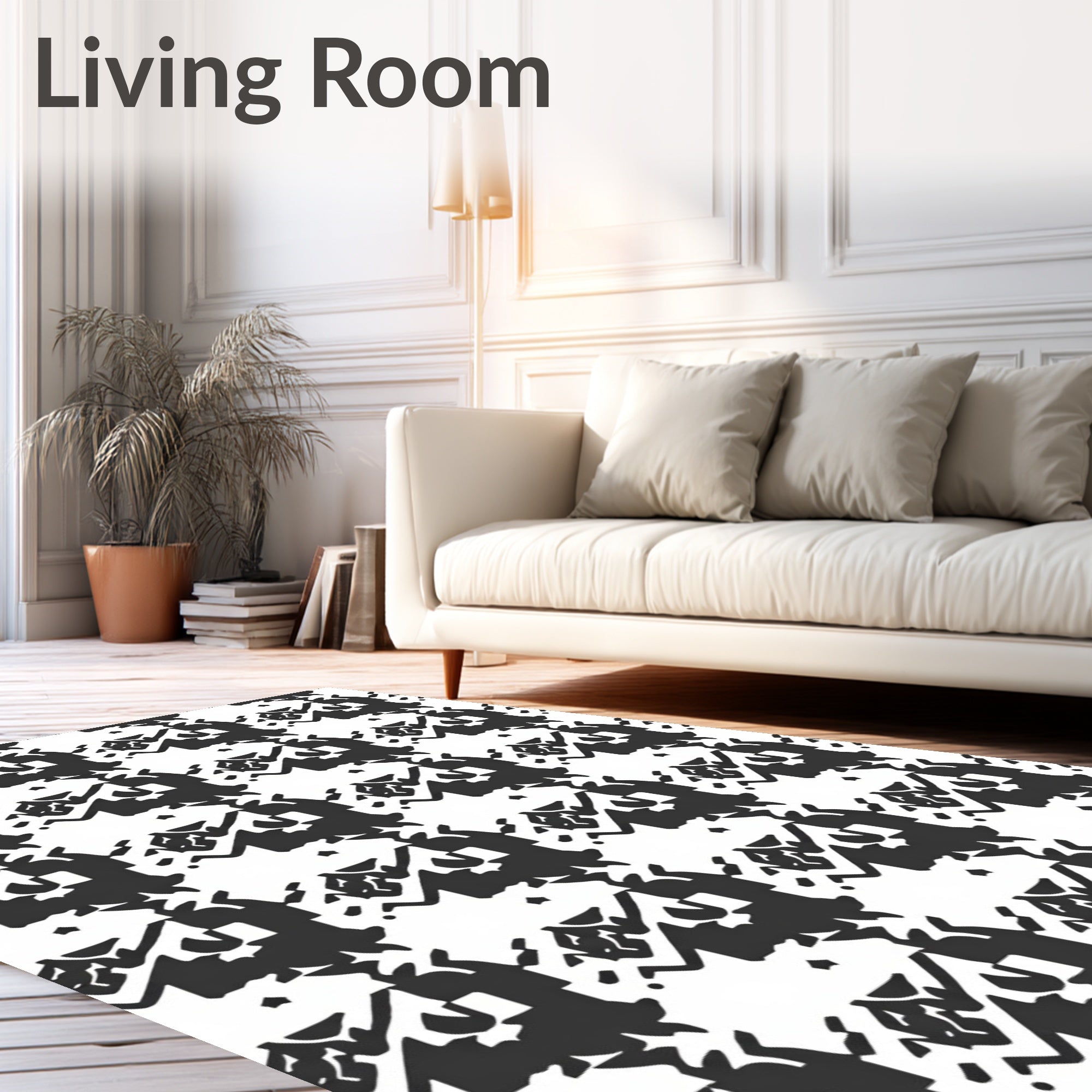 Abstract Black White Houndstooth Rug