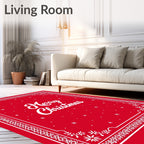 Classic Red Snowflakes Border Rug