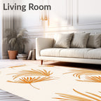 Tropical Orange Palm Frond Cream Rug
