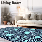 Light Blue Pumpkin Vine Swirl Rug
