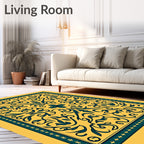 Deep Teal Floral Scrollwork Ornate Rug